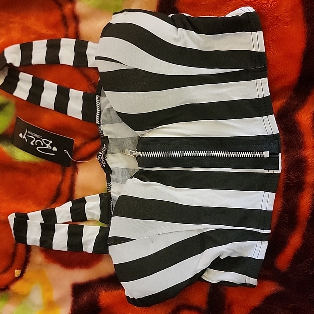 Monochrome Striped Bustier Top